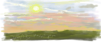 Evening Sky from train approaching Doncaster iPad Procreate.