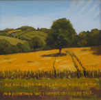 Fields of Golden Harvest Wheat, Oil, 24x24 cm.