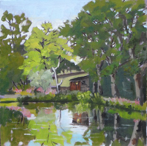 Fishing Pond, Cliffe House, Shepley,oil, 24x24 cm. SOLD