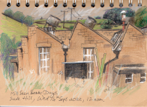 Mill Seen Better Days, Sude Hill, ink and coloured pencil, A5.