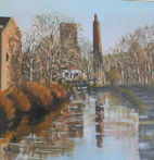 Slaithwaite Canal in Autumn, oil, 24x24 cm.