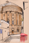 Todmorden Town Hall, ink and coloured pencil, A4.